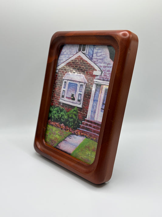 Waiting Cat Print Framed (Wood)