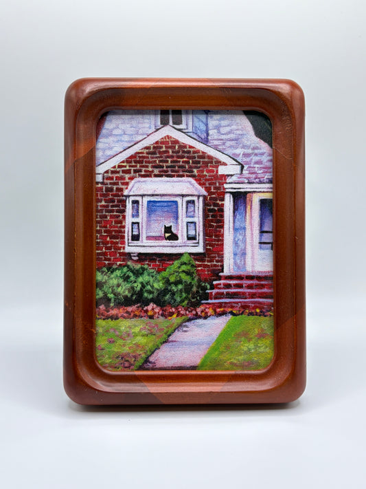 Waiting Cat Print Framed (Wood)
